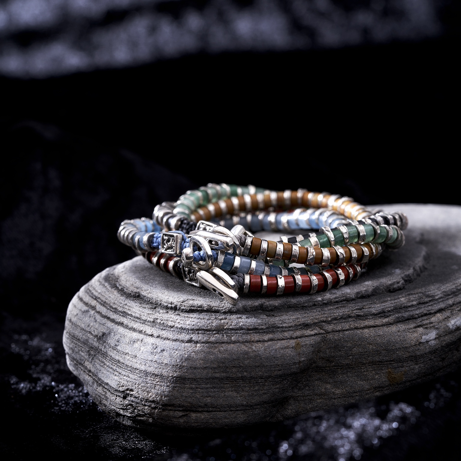 Bracelet collection on stone